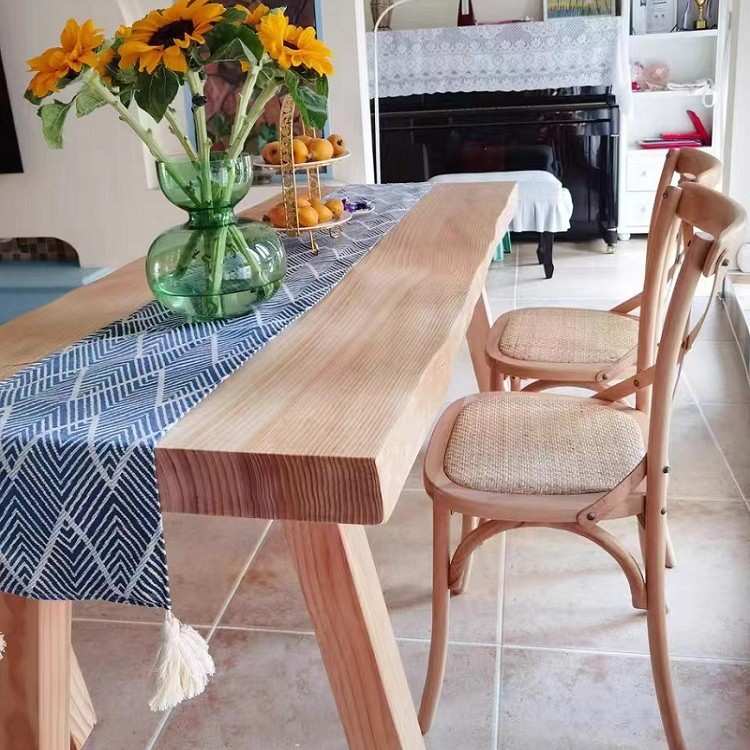 餐桌家用小户型吃饭桌原木风长方形日式饭桌实木简约大板桌办公桌