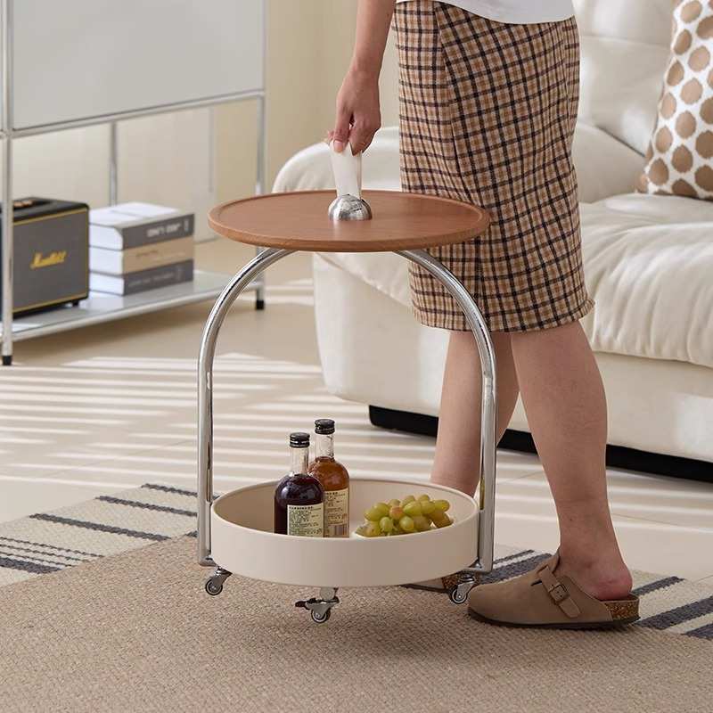 客厅家用奶油风床头边几可移动茶几推车沙发小户型简约现代置物架