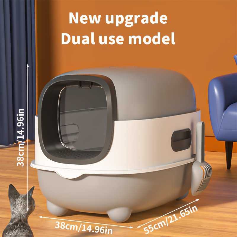 Closed cat litter box, splash proof, odor isolation, dual-pu