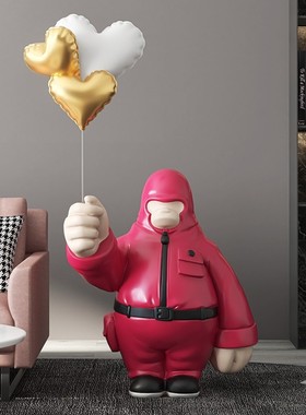 大型潮玩猩猩客厅落地摆件家居饰品电视柜旁边雕V塑乔迁新居礼品