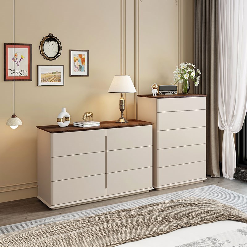 法式实木斗柜卧室储物o柜床尾柜奶油风客厅五斗柜储物柜六斗抽屉