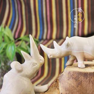 非洲手工艺摆件感小众皂石雕刻办公室摆件送