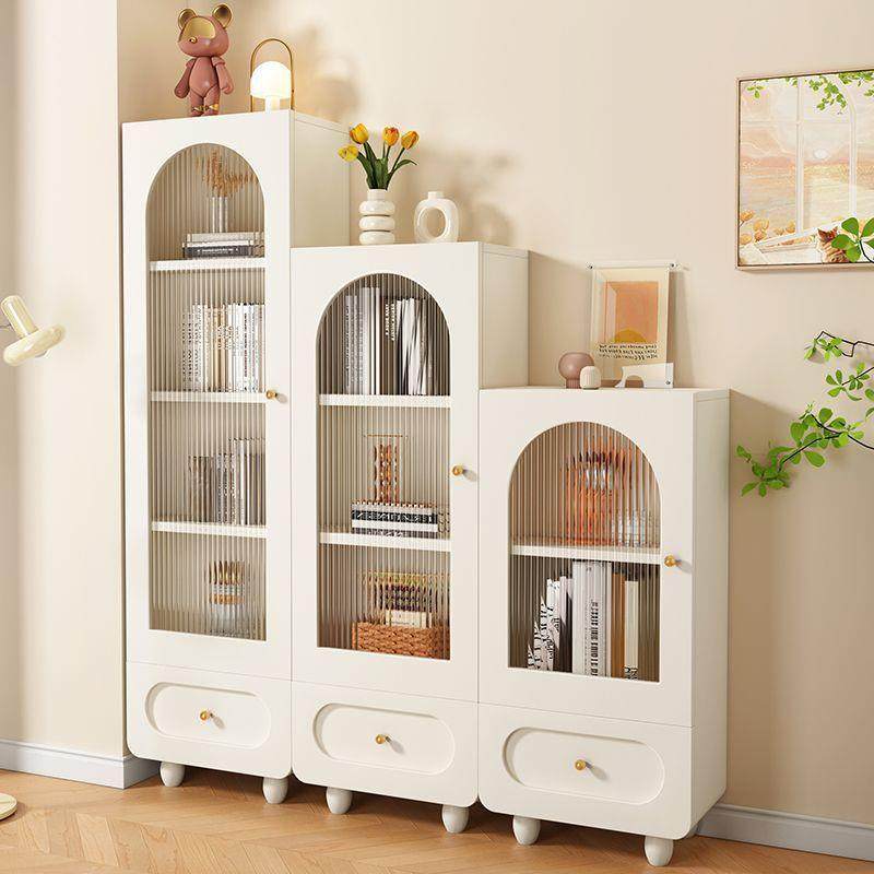 实木书柜书架家用落地靠墙柜子储物柜奶油风客厅收纳柜多层整理柜,电子元器件市场,其它元器件,淘宝优惠券,粉丝福利购,淘宝优惠卷