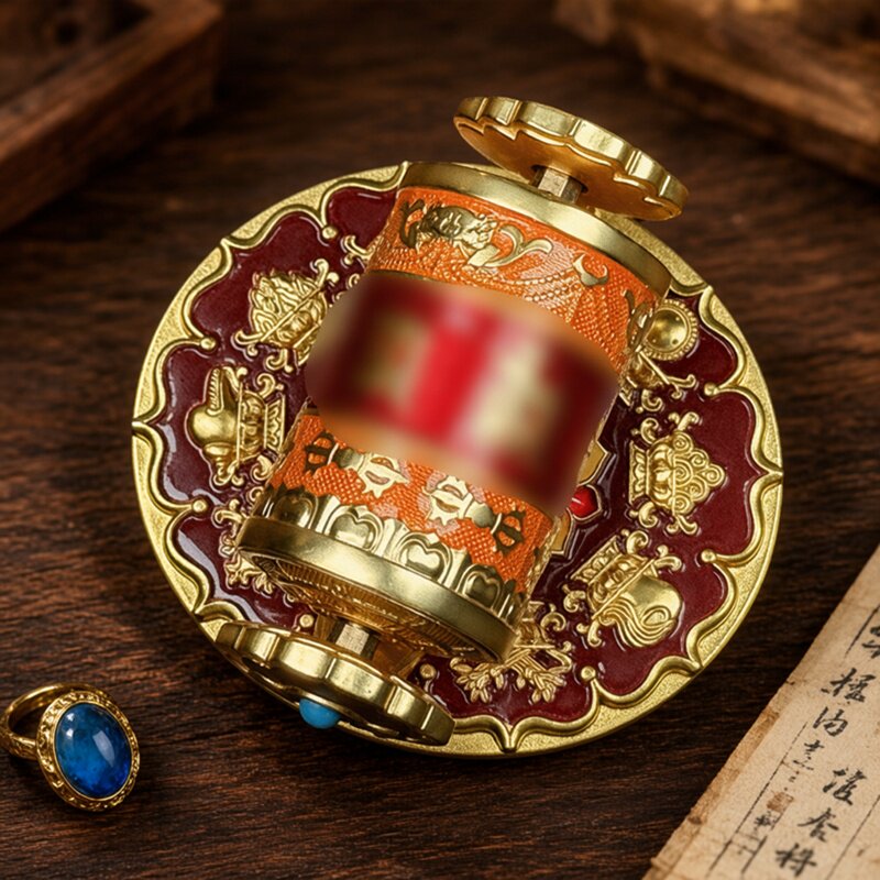藏式磁吸德田八瑞吉祥如意宝转轮带磁铁金属冰箱贴随意贴