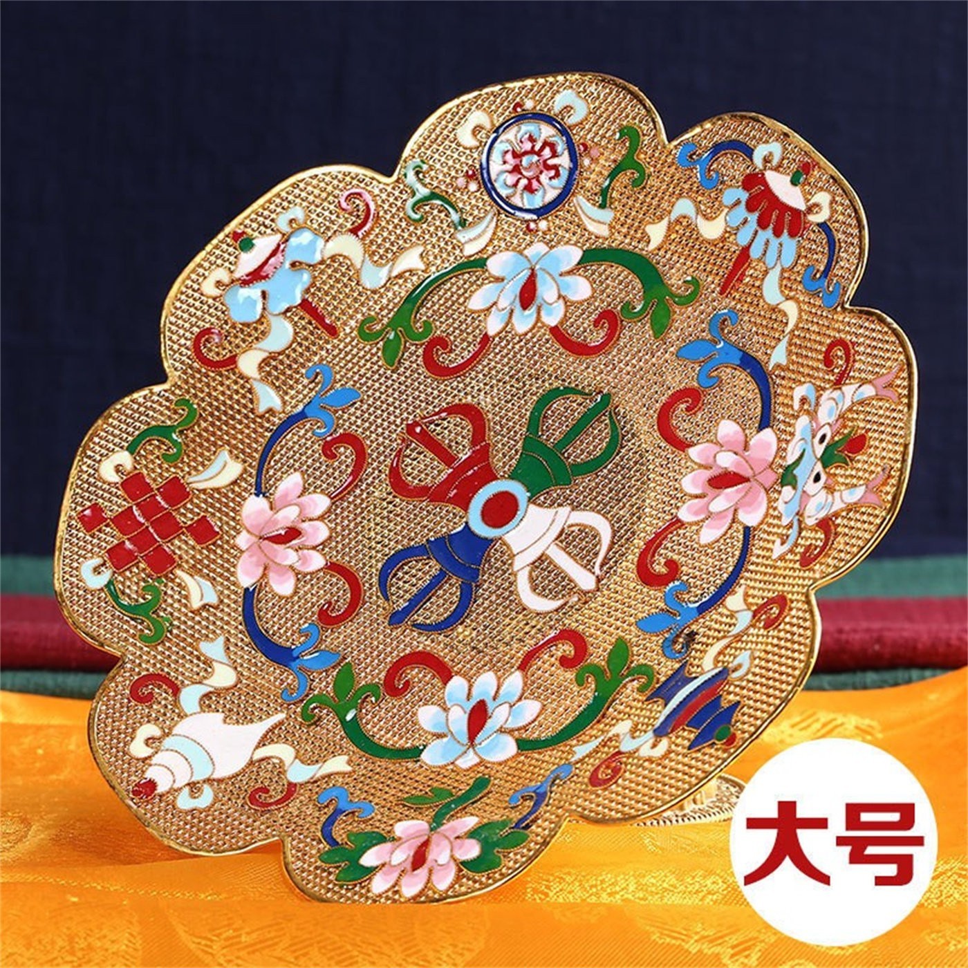 藏族用品景泰蓝掐丝镂空曼扎盘果盘加厚型原装托盘水果供盘包邮
