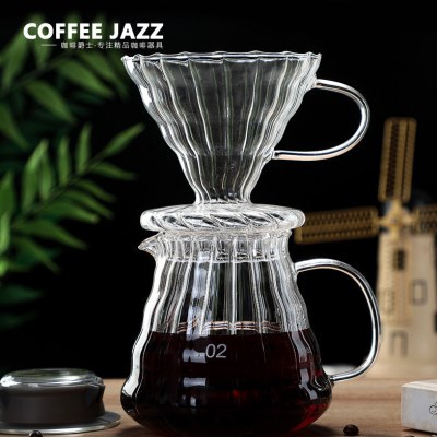 COFFEE JAZZ手冲咖啡过滤壶V60滤杯加厚耐高温玻璃透明咖啡分享壶