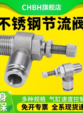 气动PU气管304不锈钢气缸速度控制阀节流阀快插速接头SL6-WM5/8-0