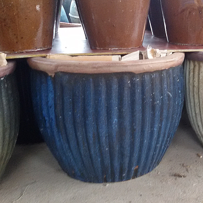 园林小区庭院户外种植陶瓷花盆粗陶E盆老式土陶花盆花钵花缸36
