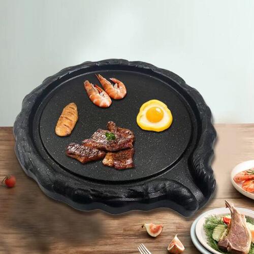 韩式鸭嘴烧烤盘加厚烤肉盘商用不粘烧烤锅卡式炉明火户外家用烤盘