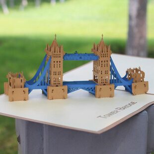 伦敦塔桥幼儿园毕业大小贺卡片送同学老师生日3D立体折叠手工定制