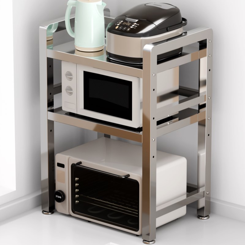 不锈钢台b面微波炉置物架加厚厨房多功能烤箱电器放锅储物收纳架