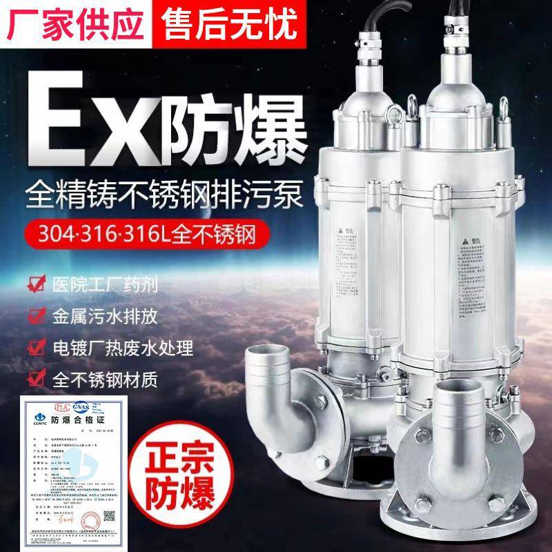 HWQB全不锈钢防爆潜水泵EX隔爆型BT4CT4加油站集水坑排污水泵
