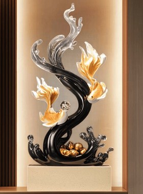 风生水起入户玄关造景招财鱼轻奢高档客厅电视柜装饰品Z艺术大摆