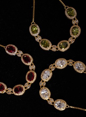 阿尔忒弥斯复古精致轻奢微镶法式高级M感锆石抽拉可调节手链