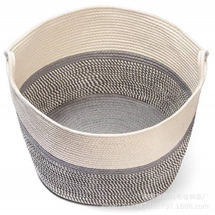 亚马逊 棉绳篮编织婴儿洗衣篮尿布玩具收纳筐 储物箱储物盒