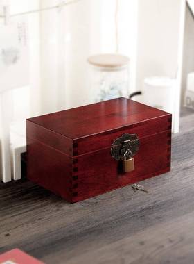9QX802C樟复古带锁子盒香樟密码木箱木木盒收纳盒实木储木物箱子