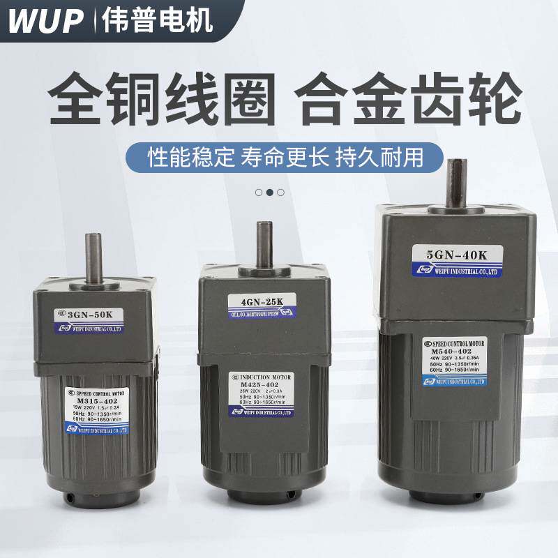 伟普调速电机6-400w可调无极变速 微型小型齿轮减速电机交流220v