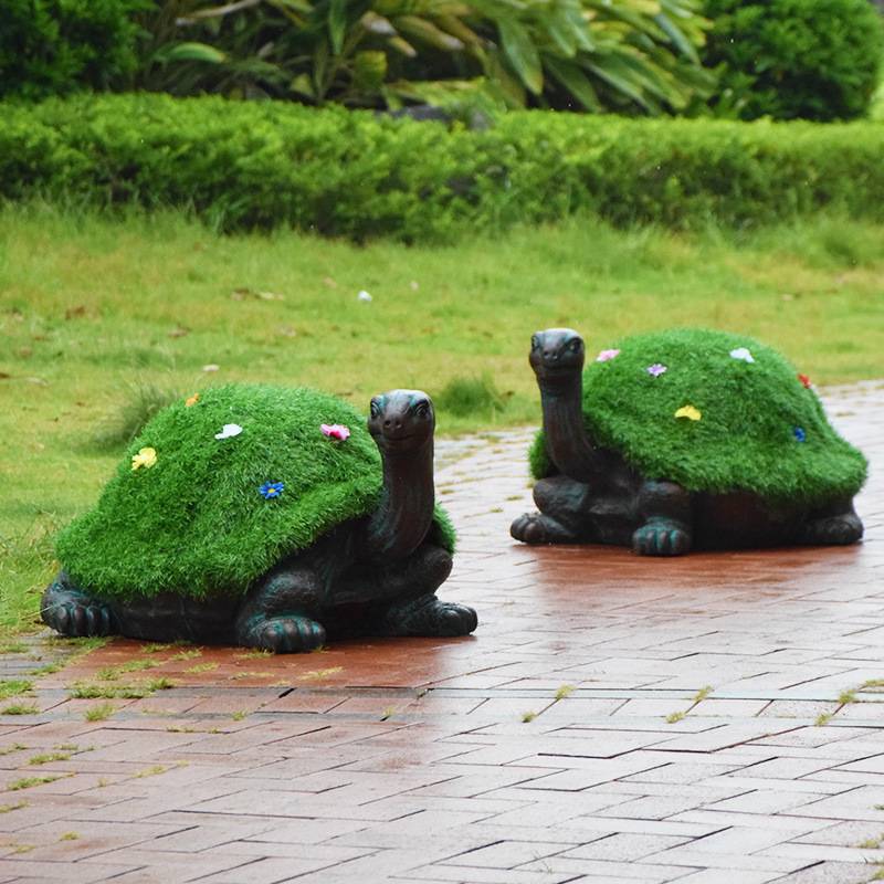 别墅庭院花园装饰户外仿真动物摆件植绒绿植草皮乌龟园林景观雕塑