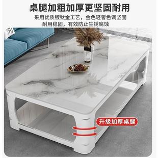 茶用几见详情家客简约现代小型双层钢厅化玻璃大理石长方形茶台户茶桌厂