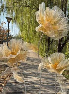 装美陈布置摄台场景客厅影橱窗纱BJU商场摆件婚礼饰店花路引花真