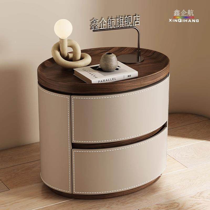 202新款设计师意式极简实X20木床头柜感创意中古床边5储物收g纳^