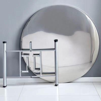 不锈钢圆桌面家用12圆形餐桌折饭桌流面馆席酒店水YZR吃饭桌子叠