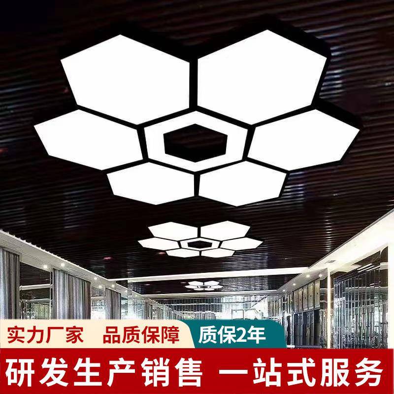 异形办公灯六边形吊灯几造何具创意工业风型灯健身房超市拼接六边