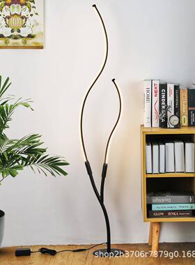 工厂销简约个性小树枝圆形直式底座立led光曲线70艺术线源条落地