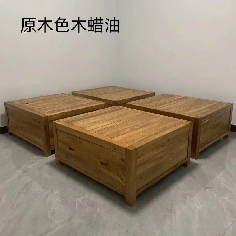 榆木床榻榻米全实木床物471箱体床新中式箱床简高储约双老人床落