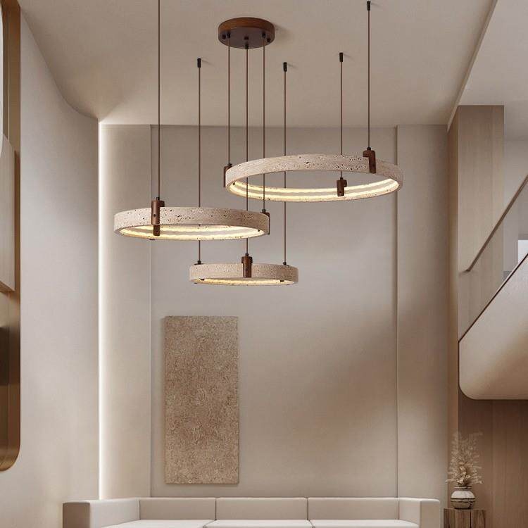 黄洞石厅吊灯中式复古诧寂灯风黄洞石复式大厅主客护LED142全光谱