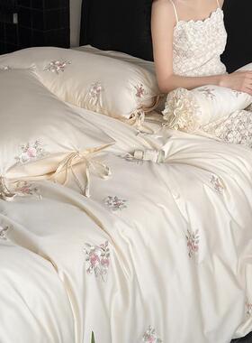 法式公棉主1风00贡S缎长绒棉全三PZ1618四件套纯棉被套1.8m床单床