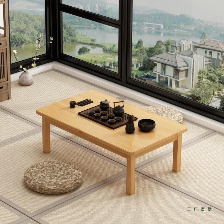 竹炕桌农村老式家用实木榻榻米小桌子坐地吃饭矮桌飘窗茶几写字桌