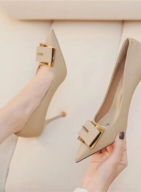 小码3132e33气质高跟鞋2024新款设计感小众尖头细跟单鞋大码41一4