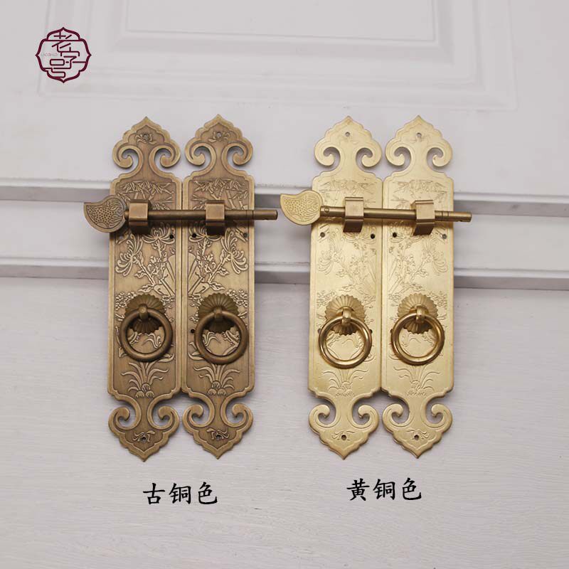 实木门把手锁扣室内门仿古拉手中式客栈装修包房门锁拉手老式拉手