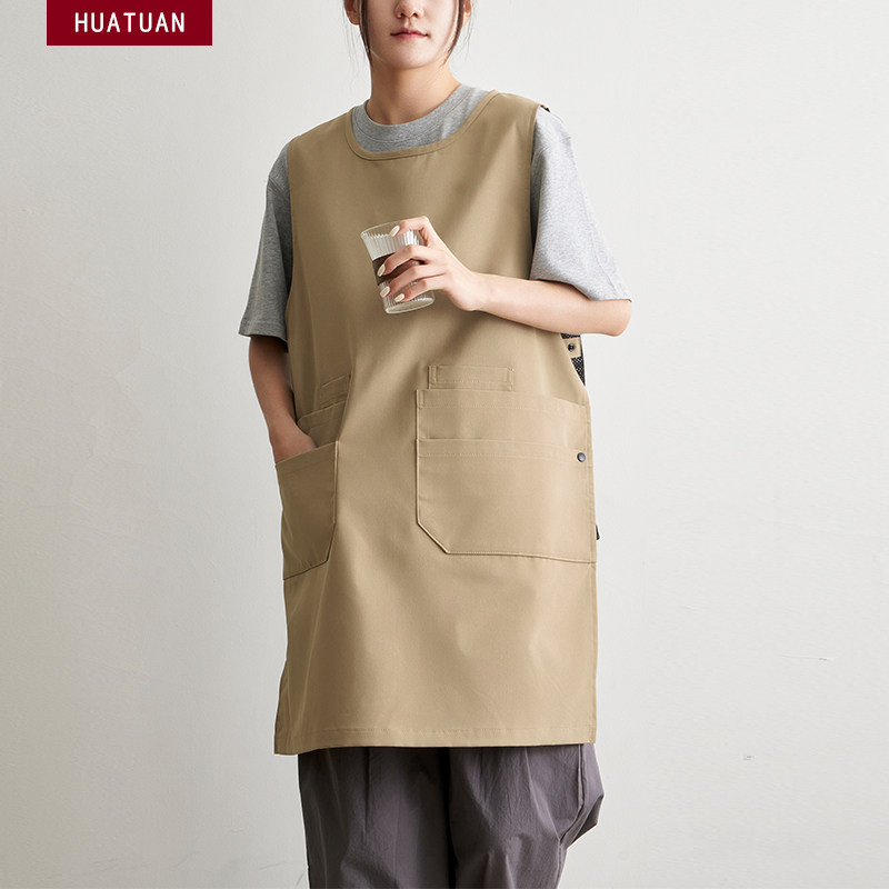 时尚围裙无袖罩衣家用厨房餐饮防泼水男女咖啡店工作服定制印logo