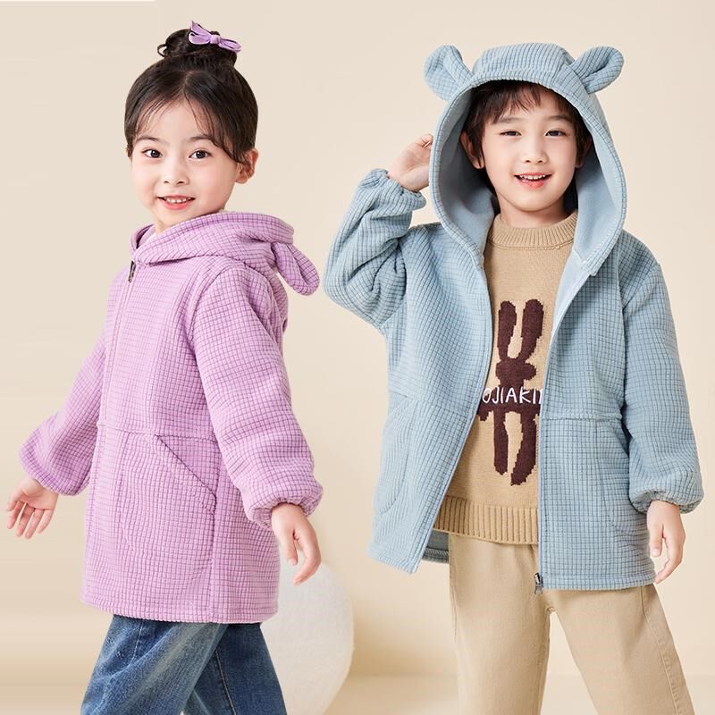 儿童罩衣摇粒绒秋冬防脏罩衫幼儿园羽绒I服外穿护衣男女孩吃饭围