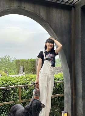 一裤多穿 自在轻松轻工装风白色牛仔背带裤 Z包容性超好