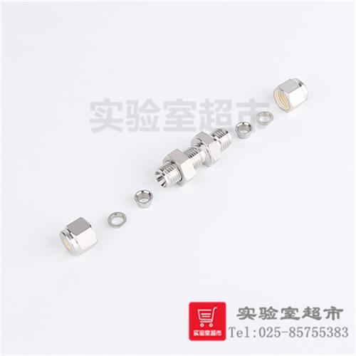 新品316L 不锈钢卡套穿板接头 卡套直通穿板 隔壁隔板双卡套二通