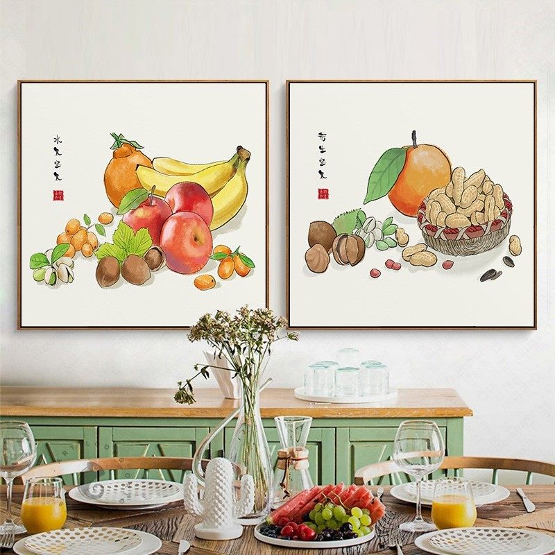 瓜果蔬菜餐厅装j饰画饭厅餐桌墙面花生玄关走廊过道墙面装饰挂画