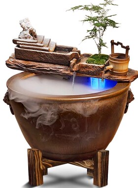 古法养鱼大水缸门海老式陶瓷养鱼缸玄关落地阳台室外庭院流水造景