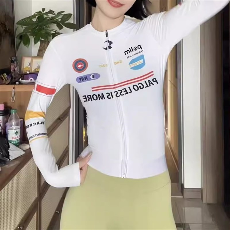 下摆织带款骑行服长袖春夏季薄款透气排汗自V行车男女公路车