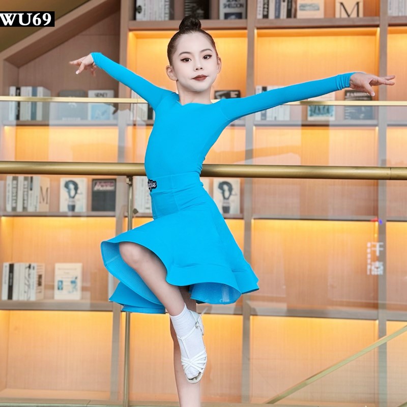 高级拉丁舞表演服女儿童舞蹈练功服规定比赛服装少儿拉丁舞服长袖