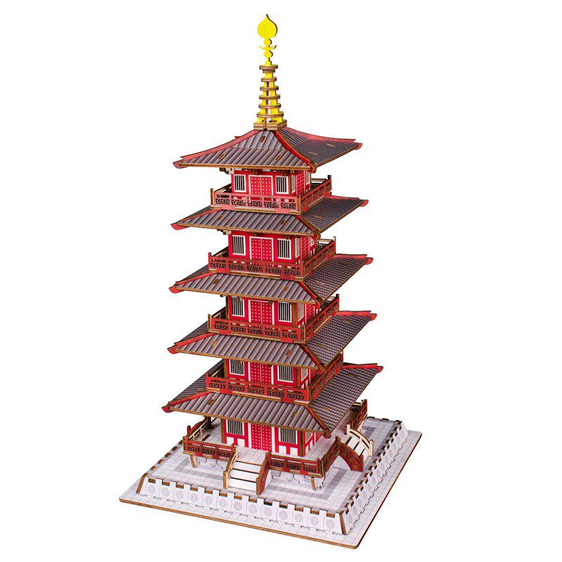 木制3D立体寒山寺拼图手工制作儿童DIY益智玩具探索X古建筑的奇妙