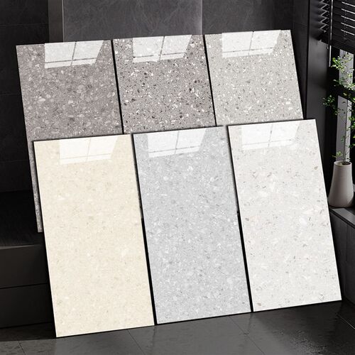 暖灰色亮光水磨石瓷砖600x1200服装连锁店客厅酒店地W板砖工程壁