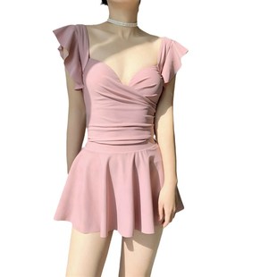 2024新款泳衣女连体保守遮肚显瘦夏季带钢圈裙式高级感度假泡温泉