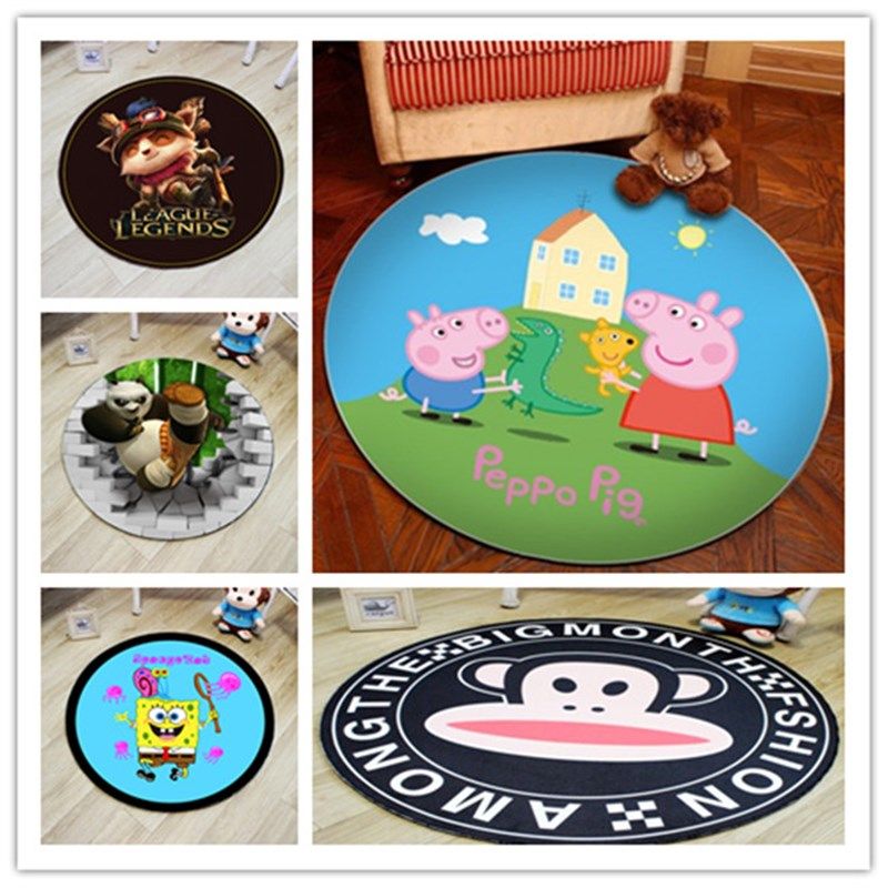 儿童卡通圆形地毯防滑水洗电脑椅吊篮吊椅地垫卧室床边儿童爬行毯,居家布艺,地毯,淘宝优惠券,粉丝福利购,淘宝优惠卷