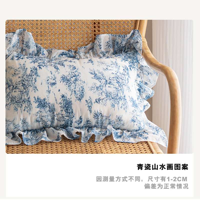现代轻奢民宿抱枕套青花瓷床品主卧客厅沙发软装靠垫床上用品靠枕