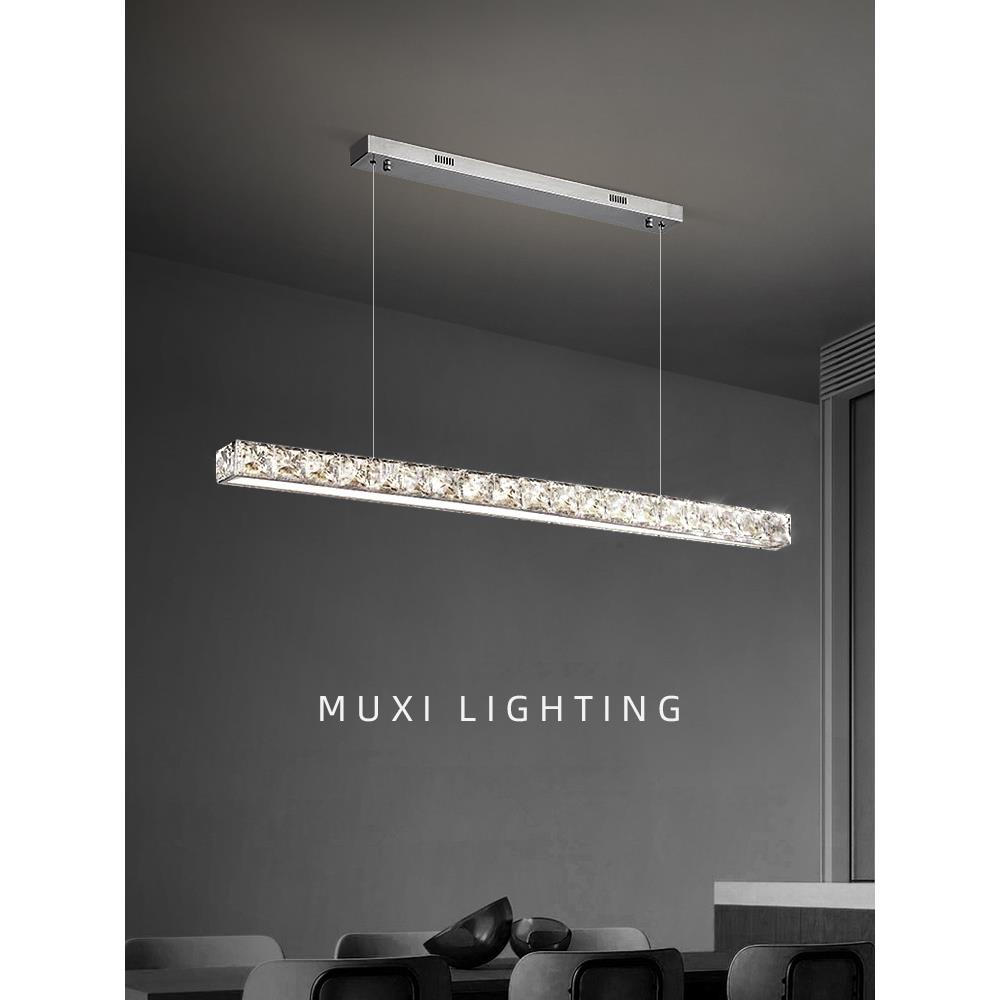 轻奢餐厅吊灯创意个性水晶灯新款大气吧台极简一字饭厅岛台灯