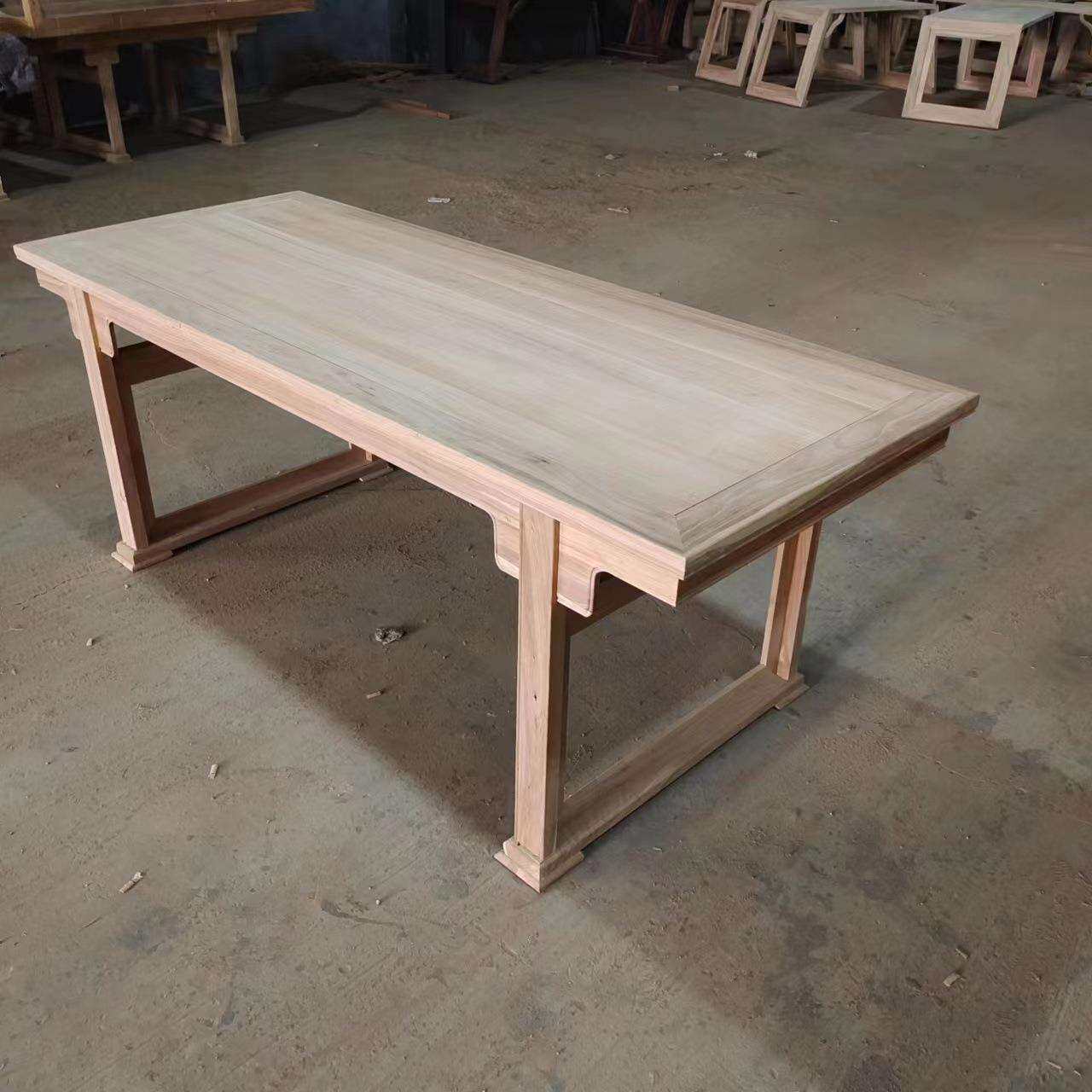 实木画案新中式白胚家具茶桌茶台白茬书桌字台老榆木工厂