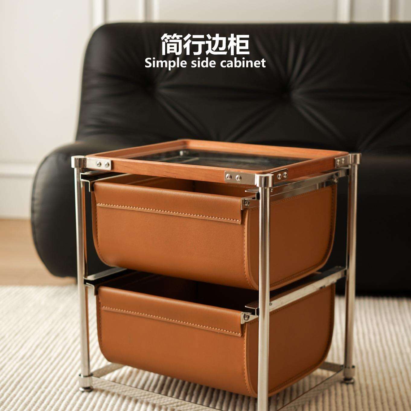 c^c^/简行边柜卧室斗柜实木储物柜客厅靠墙餐边柜置物收樱桃木儿